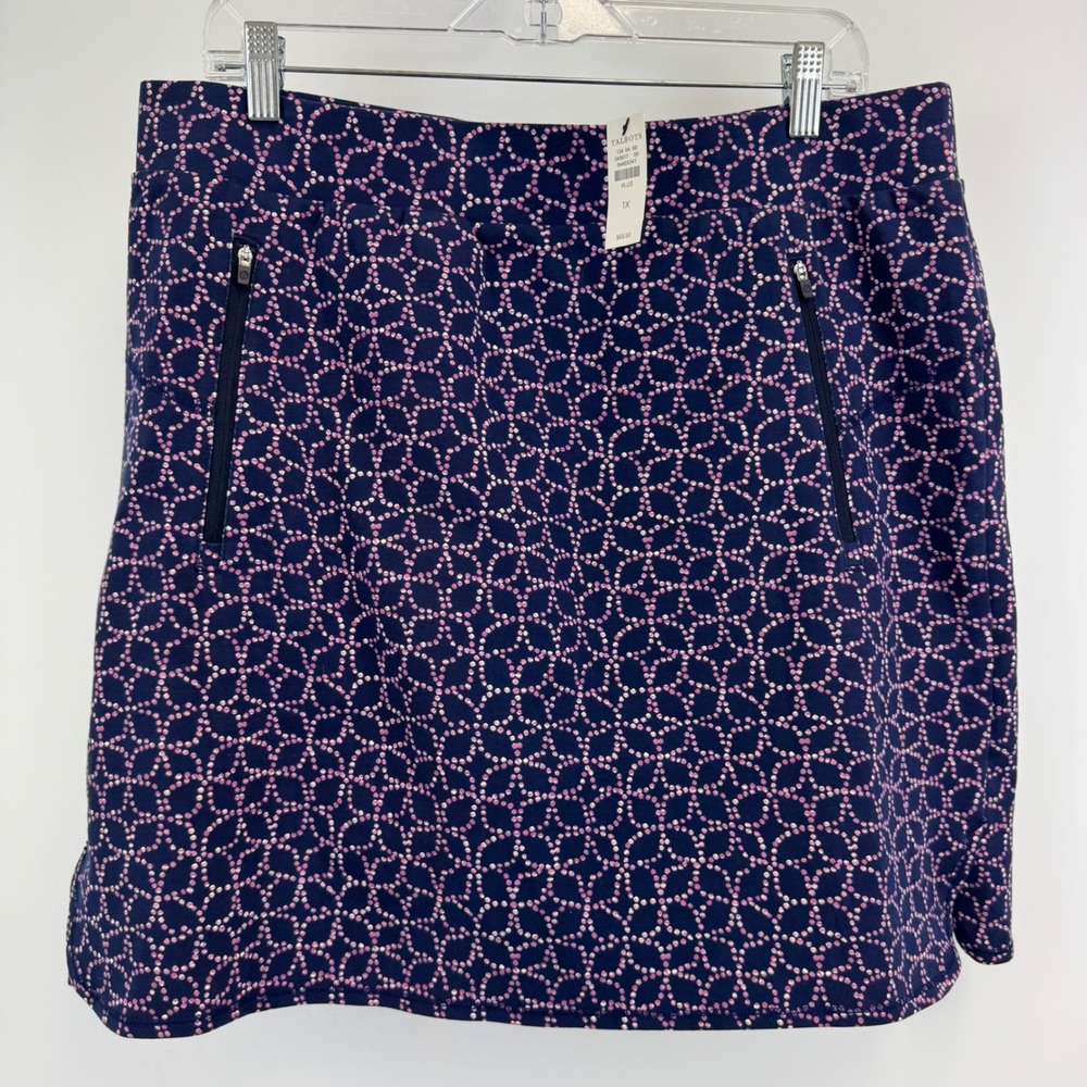 T by Talbots Skort Womens 1X Navy Pink Geometric Dot Active Skirt NWT 54469341